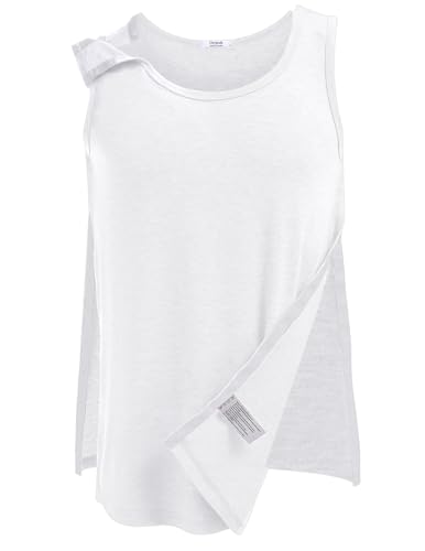 Camisetas de hombro postoperatorias unisex con broches de presión blanco XXL