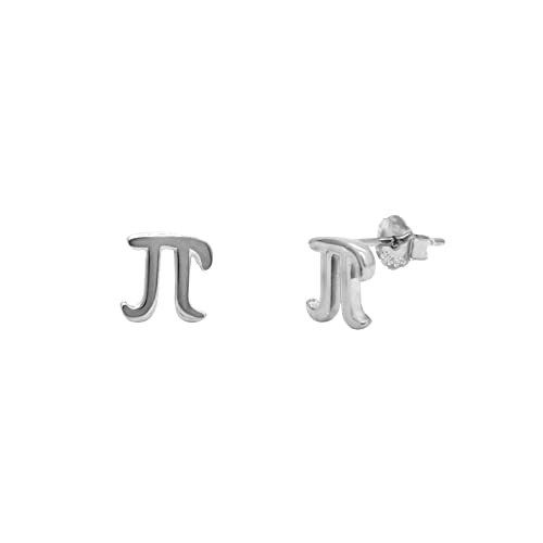 ScienceFox π Pendientes con símbolo de Pi, joyería matemática hecha de plata de ley 925 en plata, oro, oro rosa, regalo para entusiastas de las matemáticas, Plata de ley