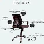 Image of Ngfc Office Chair for Home with Back Support Arm Rest 360 Degree Rotating Office Chair with Tilt Lock Mechanism High Comfort Seating Ergonomic Chair for Home & Office (Orange)