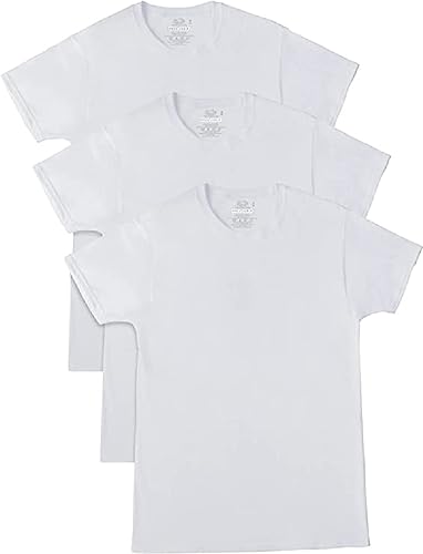 Fruit of the Loom Mens T-Shirts Breathable Cotton Undershirt Big Man 3 Pack White 2XB XX-Large Big