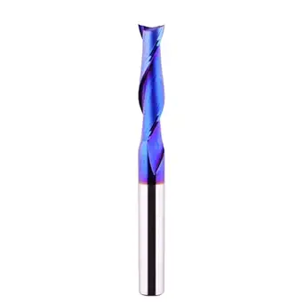 CNC Router Bits 1/4 inch Shank Spiral Up Cut Solide Carbide End Mill with NACO Blue Coating for Wood Carving Engraving