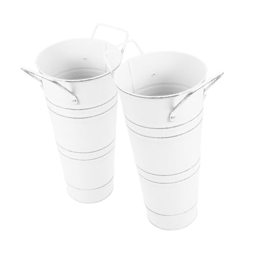 Holibanna 2stücke Metall Blumeneimer Mit Griffen Eisen Bodenvase Im...