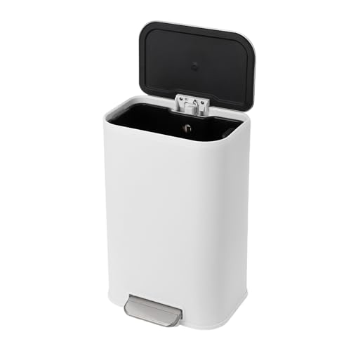 Garvee Trash Can with Lid, 3.2 gal Step Open Garbage Can, Stainless Steel Waste Bin with Removable Inner Bucket, Rectangular, for Kitchen Bathroom, Of