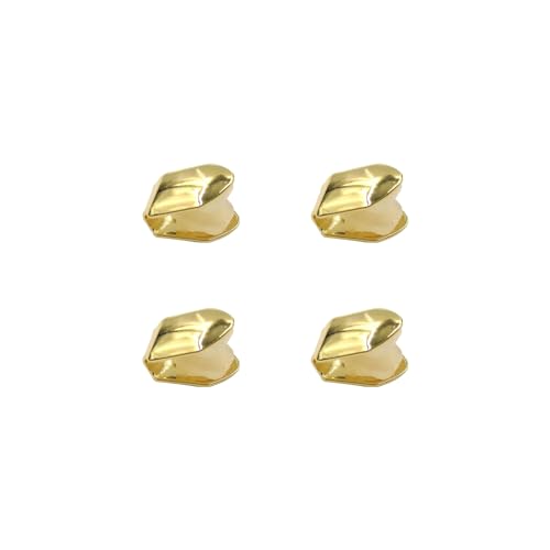 YAFIYGI 4 Pieces Gold Plated Gold Tooth Cap- Hip Hop Teeth Accessories - Plain Single Tooth Cap for Teeth Mouth - Realistic Fake Teeth Grills for Party - Open Face Front Tooth Caps