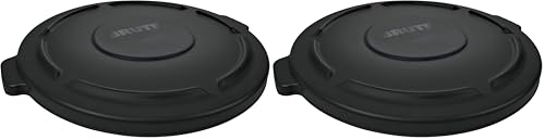 Rubbermaid Commercial Products Brute Trash Can Dome Lid, Blue, 32-Gallon, Black, Compatible with The Rubbermaid Heavy Duty 32 Gallon Garbage Bins (Pack of 2)