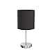 Simple Designs LT2007-BLK-2PK Chrome Mini Basic Table Lamp with Fabric Shade 2 Pack Set, Black