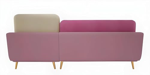 Image of Modern & Luxury Cushioned Couch Relax sectional Sofa in Fabric & Velvet and Heavy Duty Sofa Ideal for bedrooms, Living Rooms, Guest Rooms and Office-(LHP 4 Seater Pink & Beige).