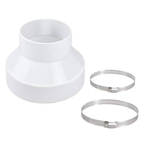 Abluftschlauch Adapter 150mm auf 100mm, Runder Reduzierstück mit 2 Edelstahl Schlauchschellen, Universal Reduzierverbinder Schlauch Adapter für...