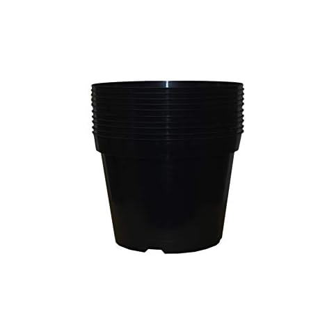 Pack of 10 Black Plastic Plant Pots Outdoor Garden Round Nursery Herb Flower Planters (3 Litre) Cover