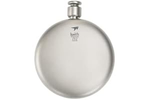 Keith Titanium Ti9303 Pocket Flask with Attached Funnel and Genuine Leather Carrying Case