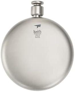 Keith Titanium Ti9303 Pocket Flask with Attached Funnel - Custom Premium Leather Case Included