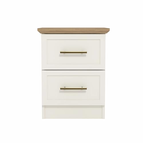 Galano Cleverton 2 Drawer Bedside Table - Stylish Side Table with Storage - Nightstands Bedroom Furniture - Organizers & Storage Cabinet for Hallway, Entryway or Livingrom (Ivory/Oak) Galano Cleverton 2 Drawer Bedside Table - Stylish Side Table with Storage - Nightstands Bedroom Furniture - Organizers & Storage Cabinet for Hallway, Entryway or Livingrom (Ivory/Oak)