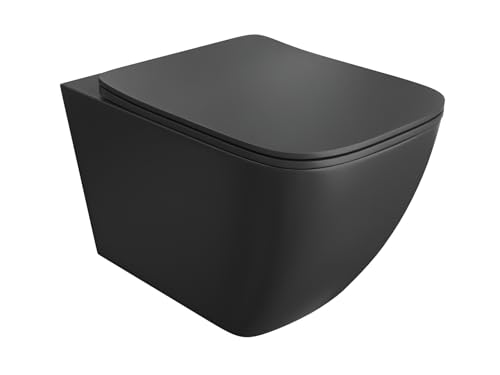 LAVITA Onil Black Abattant de WC suspendu avec système d'abaissement automatique et charnières en...