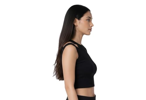 Image of Women's & Girl's Plain Black & White Tank Tops Crop Top (Set of 2)