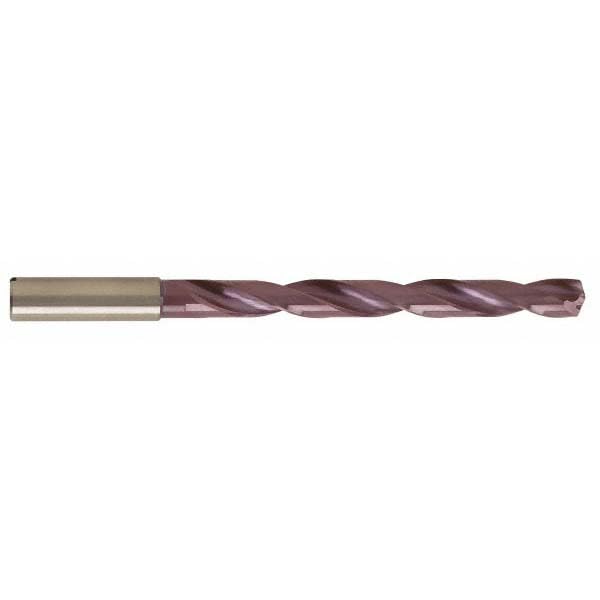 1/2" 140 Carbide Taper Drill, TiAlN Coated, 133mm Flute, 182mm OAL, SU Point, Straight Shank, Through Coolant, Guhring