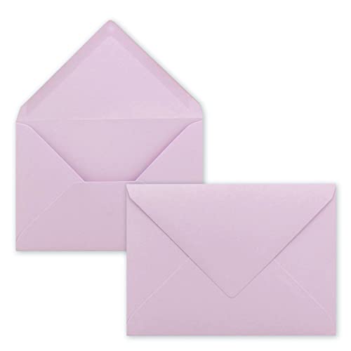 50x enveloppes C6 - couleur: lilas (violet) - 11,4 x 16,2 cm - fermeture: gommée - pour papier A4, A5, A6 et pour invitations, salutations et lettres - FarbenFroh by GUSTAV NEUSER