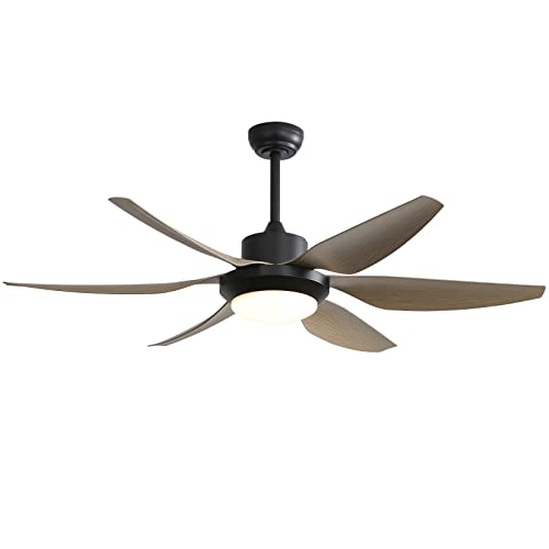 Sofucor 54 Inch Ceiling Fan with Lights Hand-Remote Control Farmhouse Ceiling Fan Reversible DC Motor ABS Blades 6-speed Dimmable LED lights Modern Ceiling Fan For Home Office/Patio With Cover(grey)