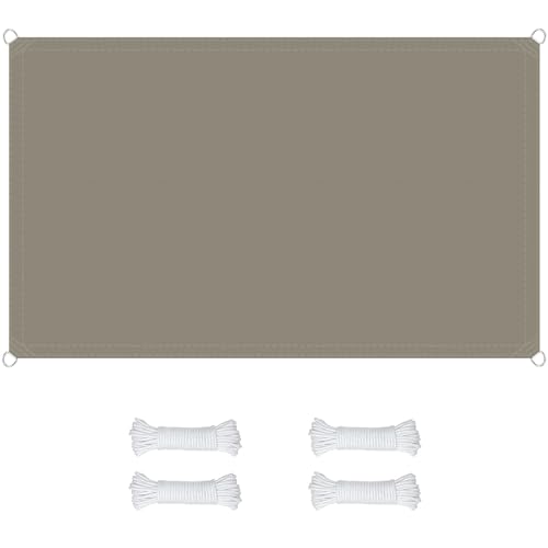 Voile d'ombrage rectangle taupe 2.5x7m en polyester imperméable - 2