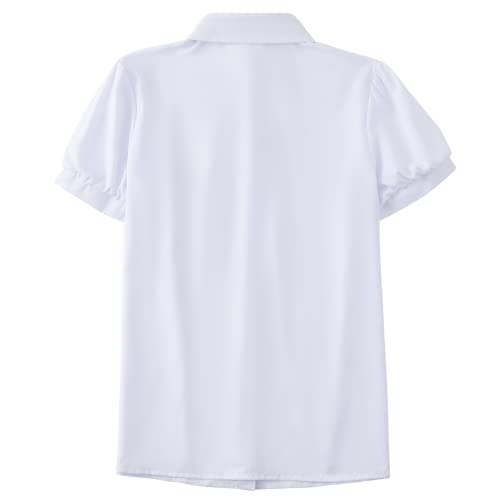 Etosell Lady Bowknot Baby Peter Pan Collar Shirt Womens Short Sleeve Ol Button-Down Shirts White Blouses (M/Us6/Uk8/Eu36, White Short Sleeve) #TOP5