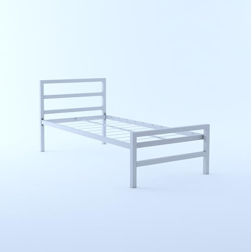 GIANTWOOD Metal Single Size Bed Without Storage for Bedroom Living Room Single Cot Bed for Home (White) - Image 4