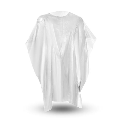 MUNTRADE 100 Capas Desechable Peluquería Blancas de Polietileno Impermeable 84 x 110 cm | para Barbero Profesional, para Tintes, Corte de Pelo