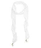 GERINLY Pure White Ribbon Neckerchief Boho Lace Waist Belt with Pendant for Wedding Dress Embroidery Flower Ponytail Scarf (Y-White)