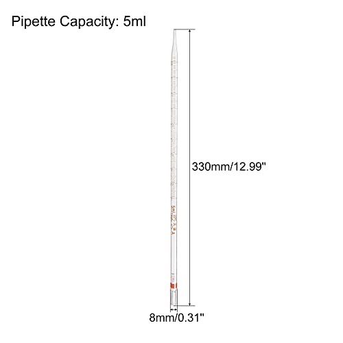 PATIKIL Graduated Dropper Pipettes, 4 Pcs 5ml Reusable Borosilicate Glass Pipette for Transfer Liquid for Laboratory, Chemistry, Clear