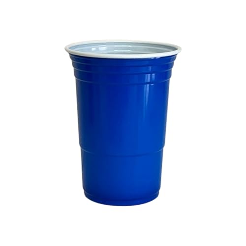 Cutdred 50個入り、使い捨てカップ、パーティーカップ、プラスチックカップカフェサイズ、450ml、結婚式用、パーティーレッドカップ (450ML,ブルー)