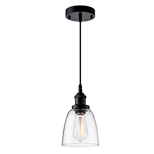 IMPIOIO Pendant Light Over Island Hanging Lighting Industrial Clear Glass Adjustable Cord for Sink Kitchen Island Dining Room, Black, 1 Pack - Image 9