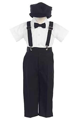Image of Pink Princess Suspenders Pants Set - Toddler Wedding Outfit Boy - Baby Boy Formal Outfits - Easter Church Dress Clothes Tie