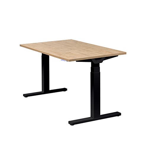 boho office® Premium Line - elektrisch stufenlos höhenverstellbares Tischgestell in Schwarz „Made in Germany“, inkl. Tischplatte in 120 x 80 cm in Wildeiche Cover