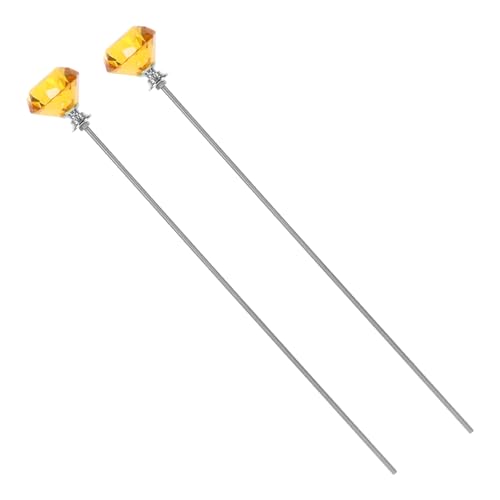 TOYMYTOY 2個花壇用ステークス クリスタルトッパー付き 属製 ガーデンステム支柱 安定設計 フェアリーガーデンや鉢植えの装飾に