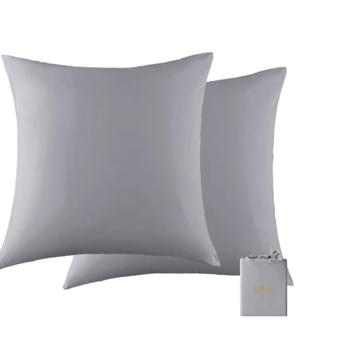 bienDo Kissenbezüge 80x80 cm aus Bambus (Vegane Seide), Grau, 2er Set. Weich, Glatt, Kühlend, Hypoallergen – ideal gegen Haarbruch
