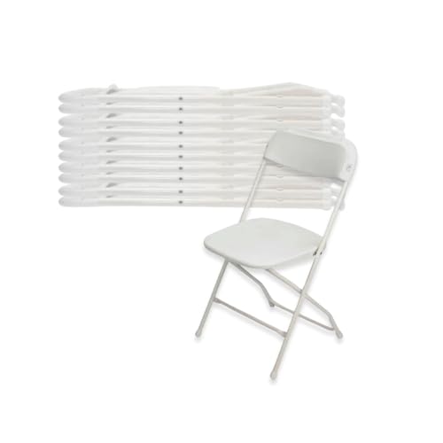 EventStable TitanPRO White Plastic Folding Chair - 10-Pack - Lightweight Foldable Outdoor Chair - Durable Patio Chairs - Chairs Set for Parties Banquet Events - 10 Pack