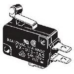 OMRON VX-015-1A3 0.1A, 0.59N, 125VAC, 30VDC, N.O./N.C., Roller Lever, Screw Mount Solder, Short Hinge, SNAP Action, SPDT, Switch