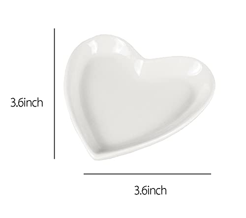4Pcs Ceramic Heart Shaped Plate Jewelry Trays Ring Storage,Snack Sauce Dishes #TOP1