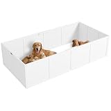 PawHut Wurfkiste für Welpen rutschfest für Große Hunde 196x96x48 cm Weiß