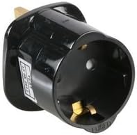 Holiday Travel Adaptor Black Europe Socket 2 pin Schuko Shuko to UK/English 3 pin mains German shuco plug