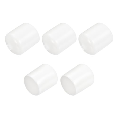 uxcell 5pcs Rubber End Caps 24mm ID Vinyl PVC Round Tube Bolt Cap Cover Screw Thread Protectors White