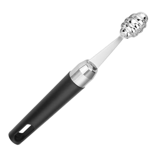 MUELODSIC Cuchara para Bolas de Fruta de Acero Inoxidable Diseño Forma de Panal Negro Herramienta de Cocina para Esculpir Melón y Sandía Mango Ergonómico Antideslizante Resistente la