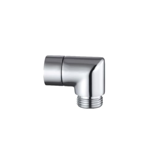 Adaptateur de Douchette 90 Degrés en Laiton Massif, Raccord Coudé 1/2 Pouce pour Pommeau de Douche, Connecteur d'Extension Flexible avec Joint en Caoutchouc, Accessoire de Salle de Bain Argenté