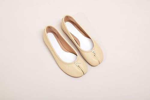 Ballet Flats Shoes for Women Fashion Split Toe Tabi Shoes Comfortable Bow Tie Leather Dressy Party Work Dress Shoes 6