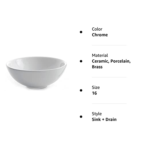 Kraus Kcv-141-Ch White Round Ceramic Bathroom Sink With Pop Up Drain Chrome #TOP6