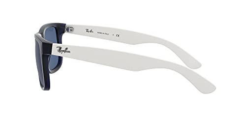 Image of Ray-Ban Unisex RB4165 Justin Rectangular Sunglasses, Rubber Transparent Blue /Dark Blue, 55 mm