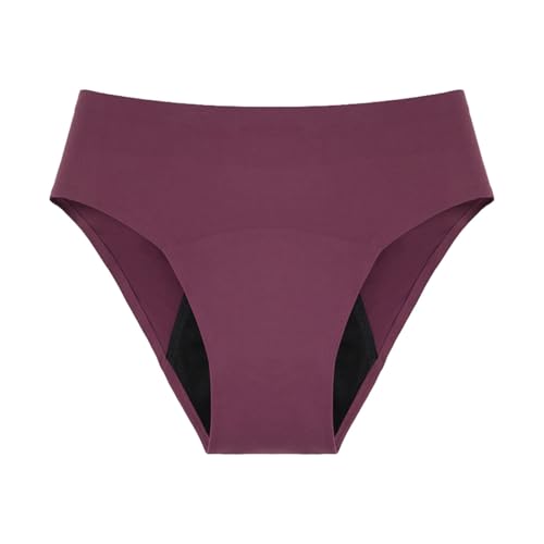 Bragas a prueba de fugas con cintura alta, ropa interior para mujer, bragas menstruales a prueba de fugas de algodón para la noche hombres ropa interior sexy, morado, M