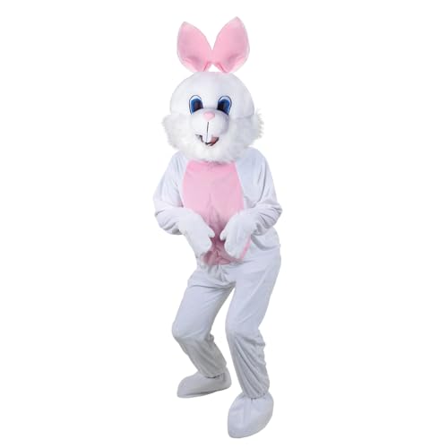 Wicked Costumes Deluxe White Easter Bunny Rabbit Mascot Costume Plush Adult Animal Suit for Easter Events One Size