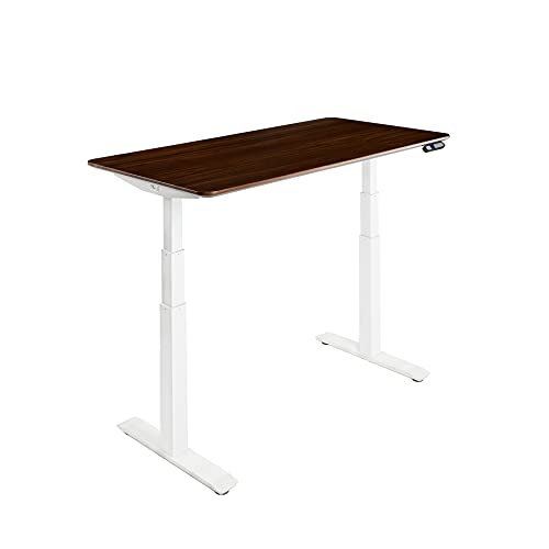 Image of Seville Classics AIRLIFT Pro S3 54 inch Solid-Top Commercial-Grade Electric Adjustable Standing Desk (51.4 inch Max Height) Table - White /Walnut