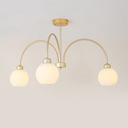 Lustre Spoutnik en fer doré de style milieu du siècle en verre