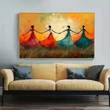 Tableau quatre danseuses en jupe colorée avec impression haute définition