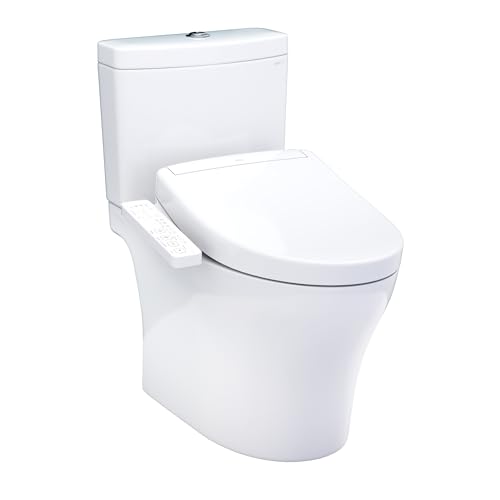 TOTO® WASHLET+® Aquia IV Two-Piece Elongated Dual Flush 1.28 and 0.9 GPF Toilet and WASHLET S2 Bidet Seat, Cotton White - MW4463346CEMGN#01
